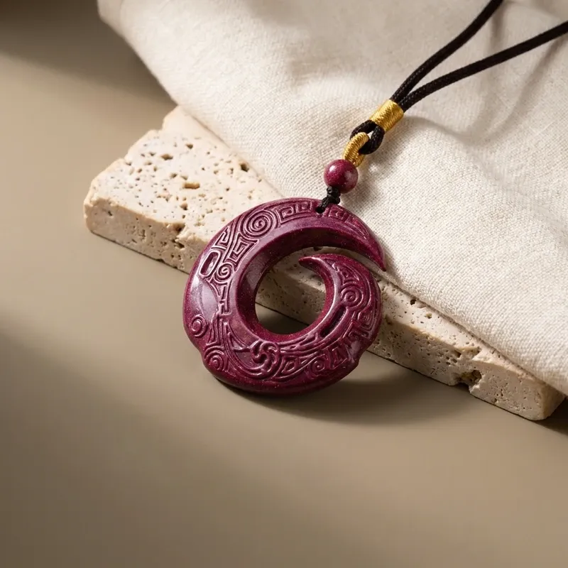 Purple Gold Sand Cinnabar Pendant Necklace – Protection, Good Fortune & Inner Peace