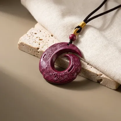 Purple Gold Sand Cinnabar Pendant Necklace – Protection, Good Fortune & Inner Peace