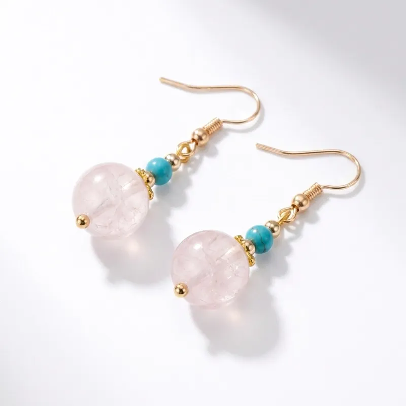 Rose Quartz Rose Quartz Dangle Earrings for Love & Inner Peace