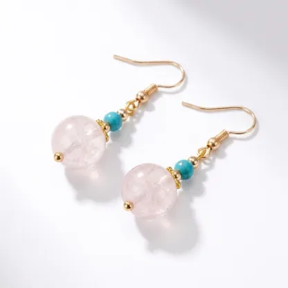 Rose Quartz Rose Quartz Dangle Earrings for Love & Inner Peace