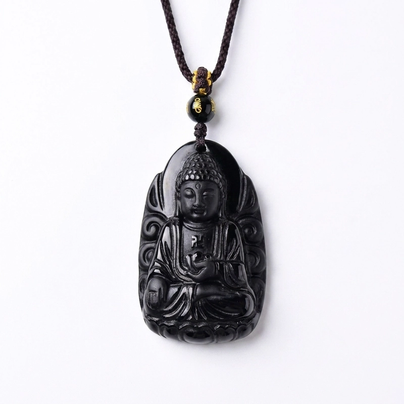 Obsidian Buddha Pendant – Protection, Healing & Inner Peace