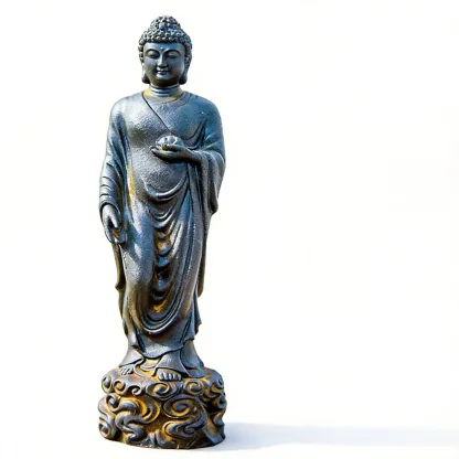 Natural Rust Iron-Resin Buddha Statue for Inner Peace & Spiritual Protection