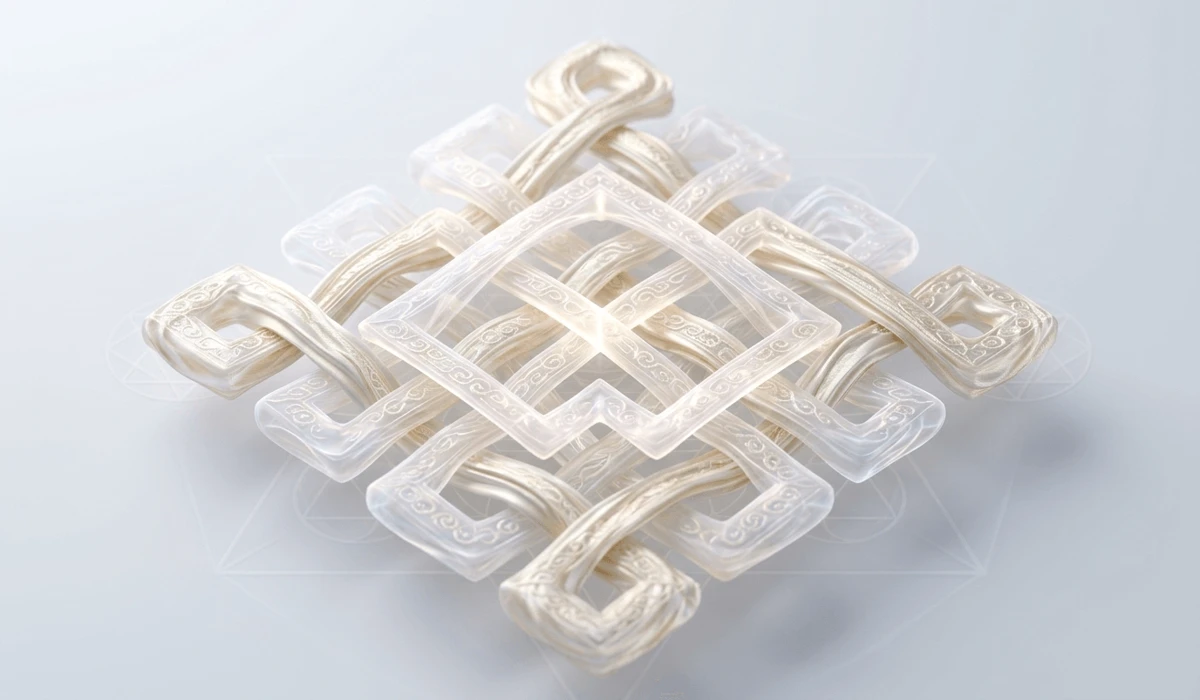 3D geometric visualization of the Endless Knot illustrating interconnectedness and the philosophy of non-duality.
