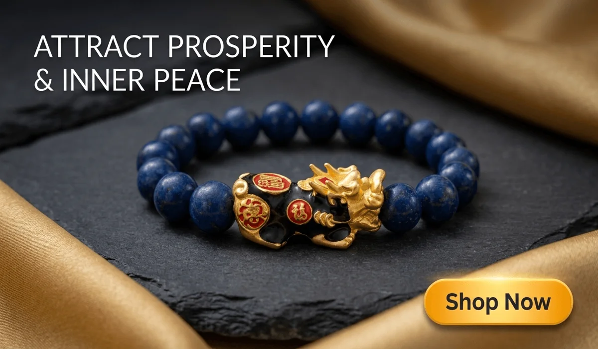 Wealth-Attracting Pixiu Lapis Lazuli Bracelet for prosperity and harmony, high-end feng shui jewelry for wealth and protection.