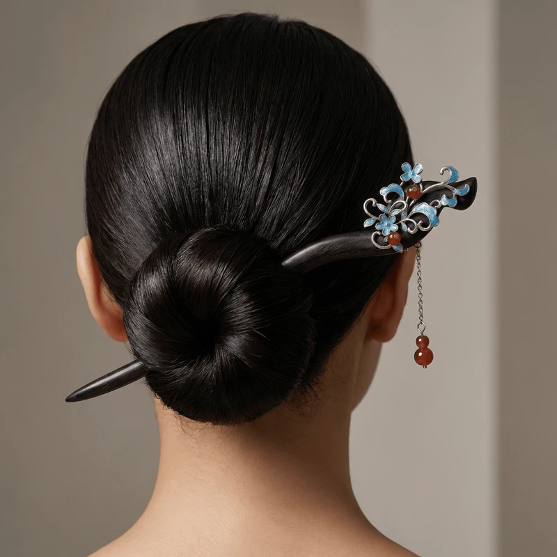Spring Breeze Ebony Hairpin for Oriental Elegance & Timeless Grace