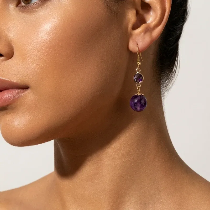 Amethyst Amethyst Earrings – Wisdom, Tranquility & Inner Strength