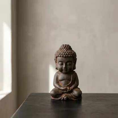 Natural Rust Iron Resin Shakyamuni Buddha Statue – Zen Serenity & Spiritual Protection