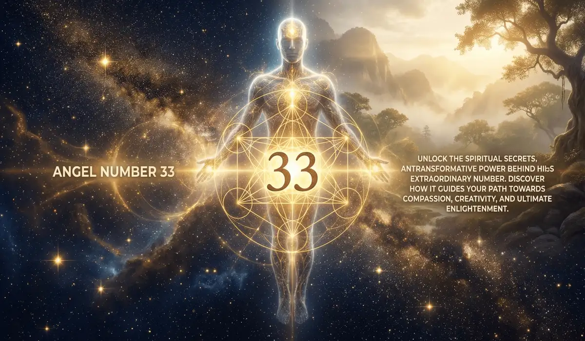 A spiritual representation of Angel Number 33 as the Master Teacher bridge between the physical and spiritual planes.