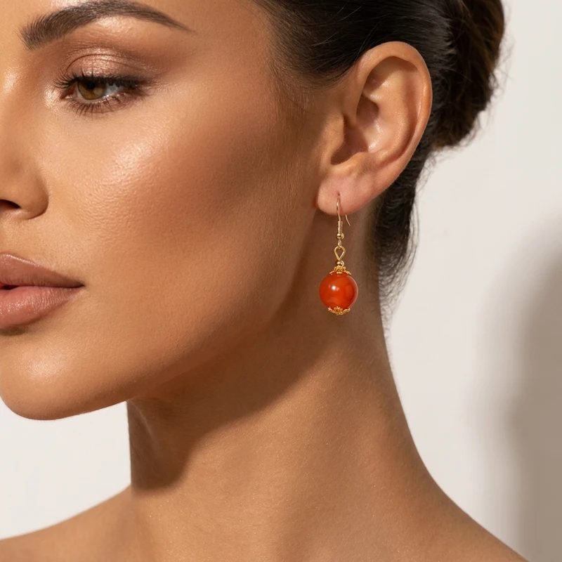Southern Red Agate Earrings for Energy Balance & Inner Confidence