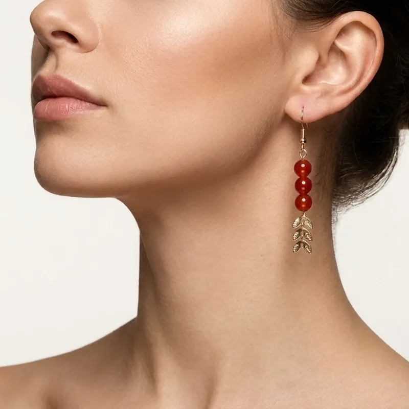 Red Agate Earrings for Inner Harmony & Auspicious Energy