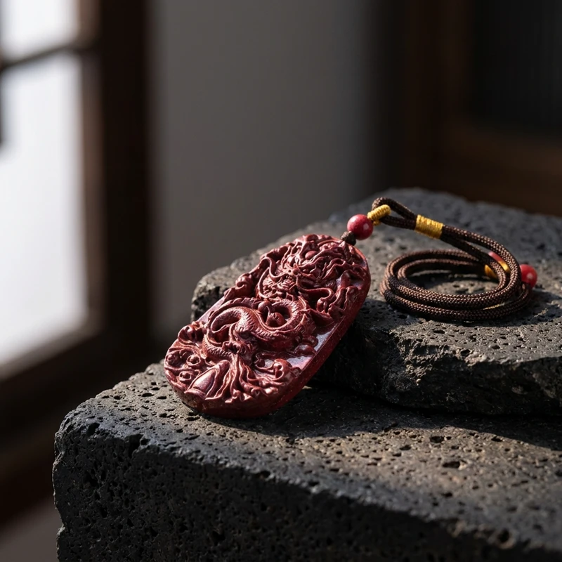 Purple Gold Sand Dragon Cinnabar Pendant Necklace – Protection, Prosperity & Spiritual Harmony