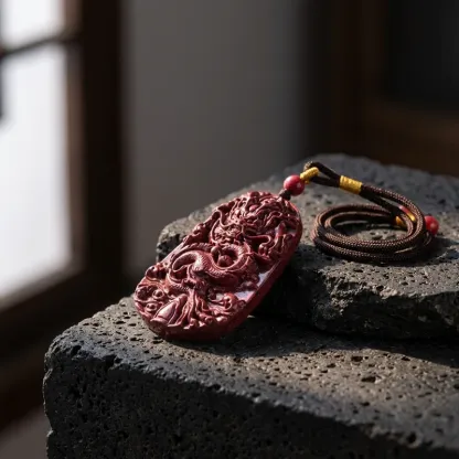 Purple Gold Sand Dragon Cinnabar Pendant Necklace – Protection, Prosperity & Spiritual Harmony