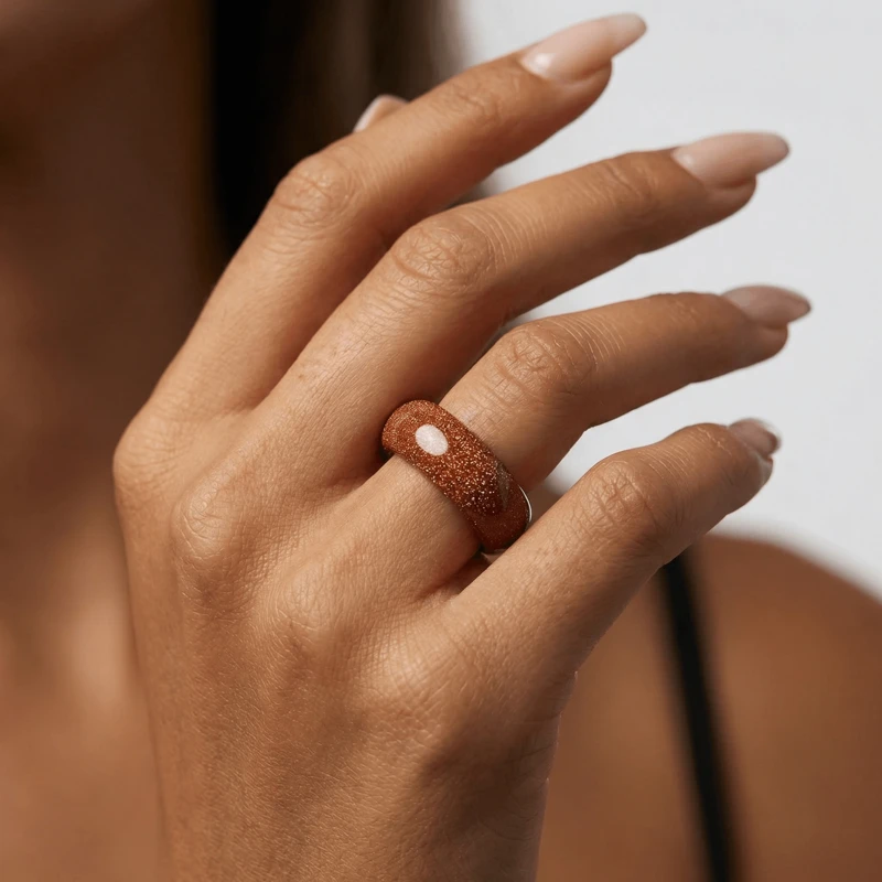 Gold Sandstone Ring for Wealth & Inner Confidence