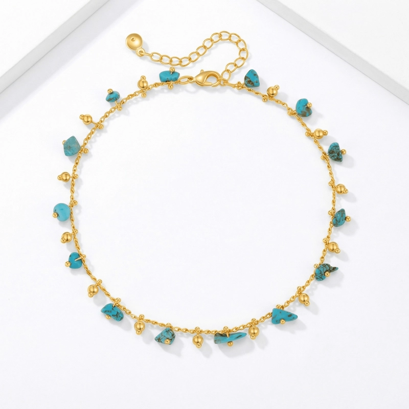 Turquoise Copper Anklet for Inner Balance & Positive Energy