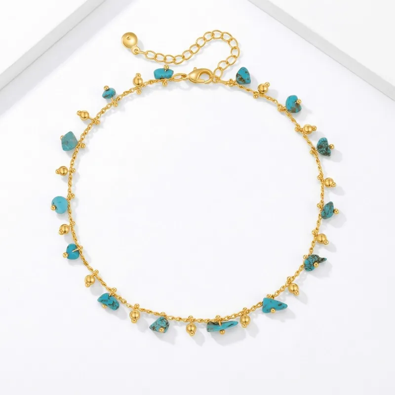 Turquoise Copper Anklet for Inner Balance & Positive Energy