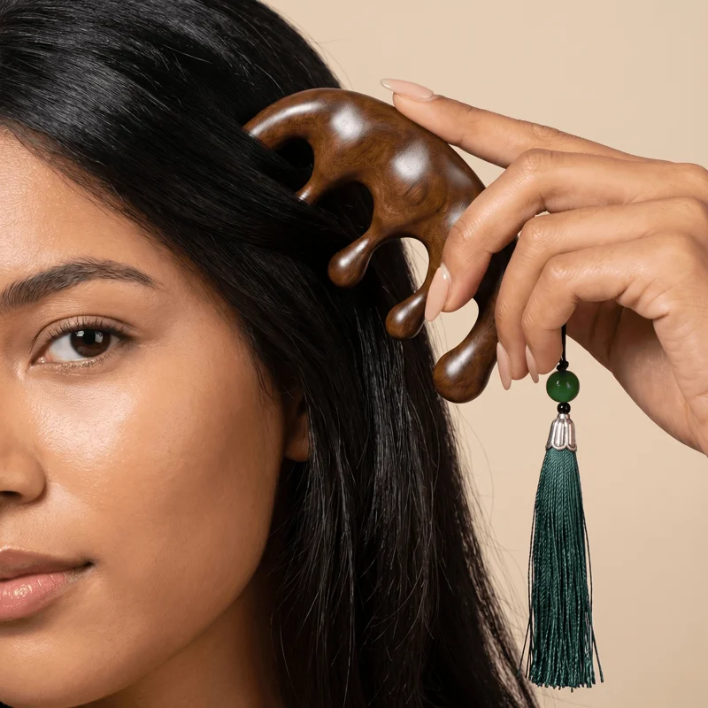 Green Sandalwood Massage Comb – Scalp Rejuvenation & Daily Stress Relief