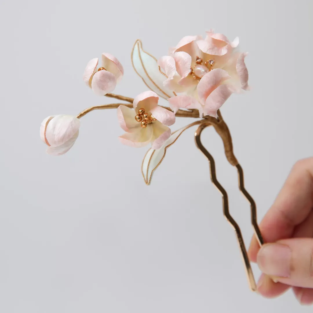 Handmade Velvet Flower Hairpin - Traditional Silk Floral Art