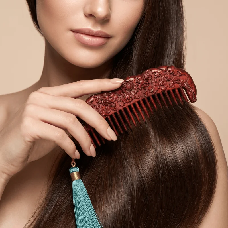 Sunflower Comb with Tassel Rosewood Sandalwood Comb for Scalp Massage & Radiant Positivity
