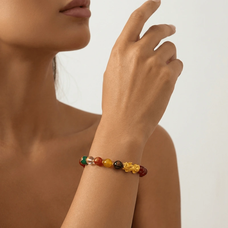 Red Agate Five-Way Wealth Pixiu Bracelet – Prosperity, Protection & Vitality