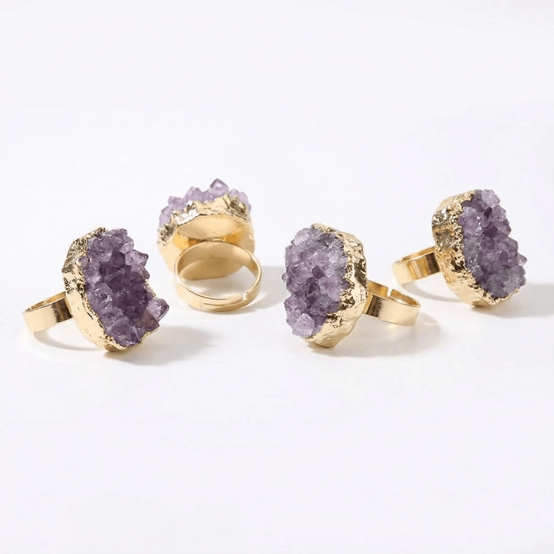 Natural Amethyst Cluster Ring – Wisdom, Mental Clarity & Inner Peace