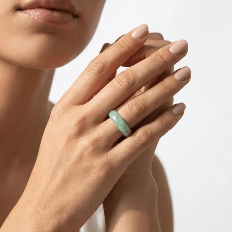 African Green Dulong Jade Ring for Inner Peace & Spiritual Harmony