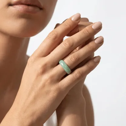 African Green Dulong Jade Ring for Inner Peace & Spiritual Harmony