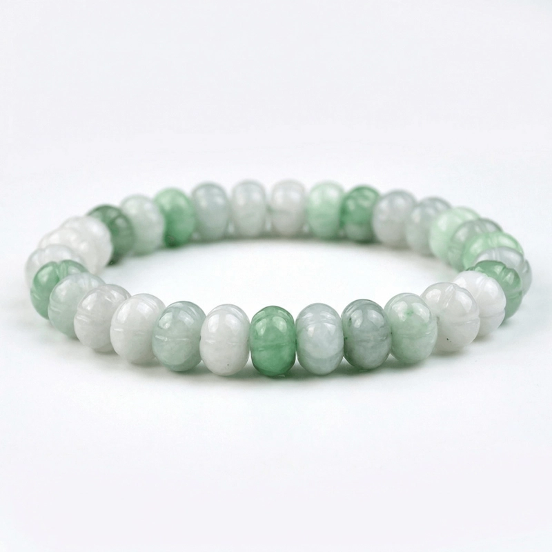 Natural Grade A Jadeite Pumpkin Bead Bracelet – Protection, Tranquility & Spiritual Vitality