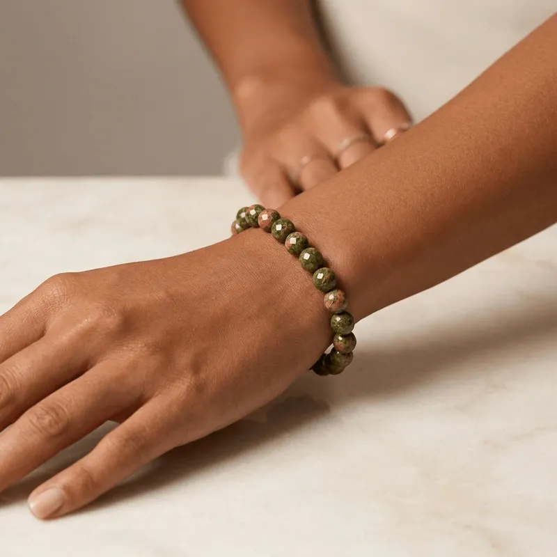 Unakite Natural Stone Bracelet for Inner Peace & Emotional Balance