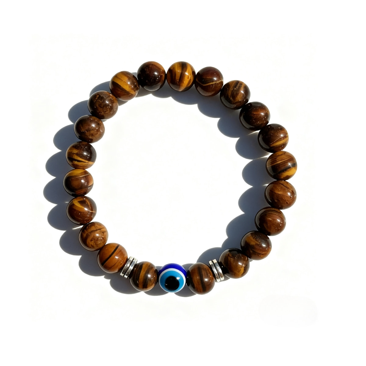 Negativity-Blocking Evil-Eye Tiger's Eye Bracelet - The Guardian of Steady Luck
