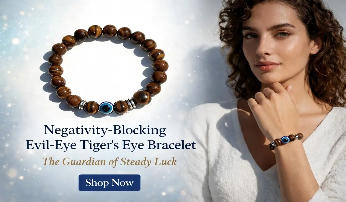 Negativity-Blocking Evil-Eye Tiger's Eye Bracelet - The Guardian of Steady Luck