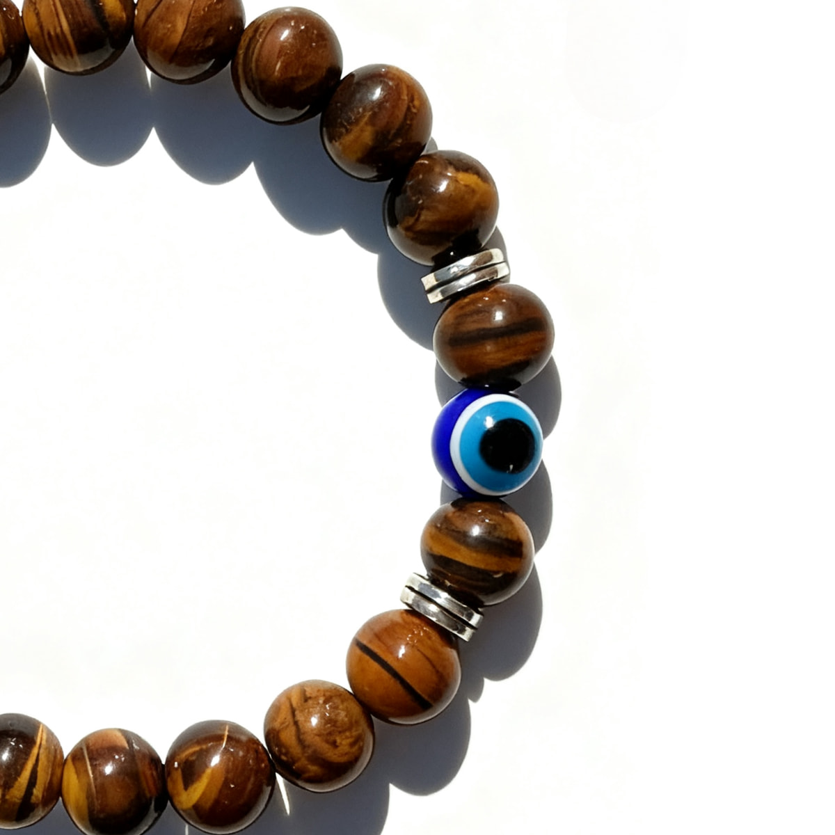 Negativity-Blocking Evil-Eye Tiger's Eye Bracelet - The Guardian of Steady Luck