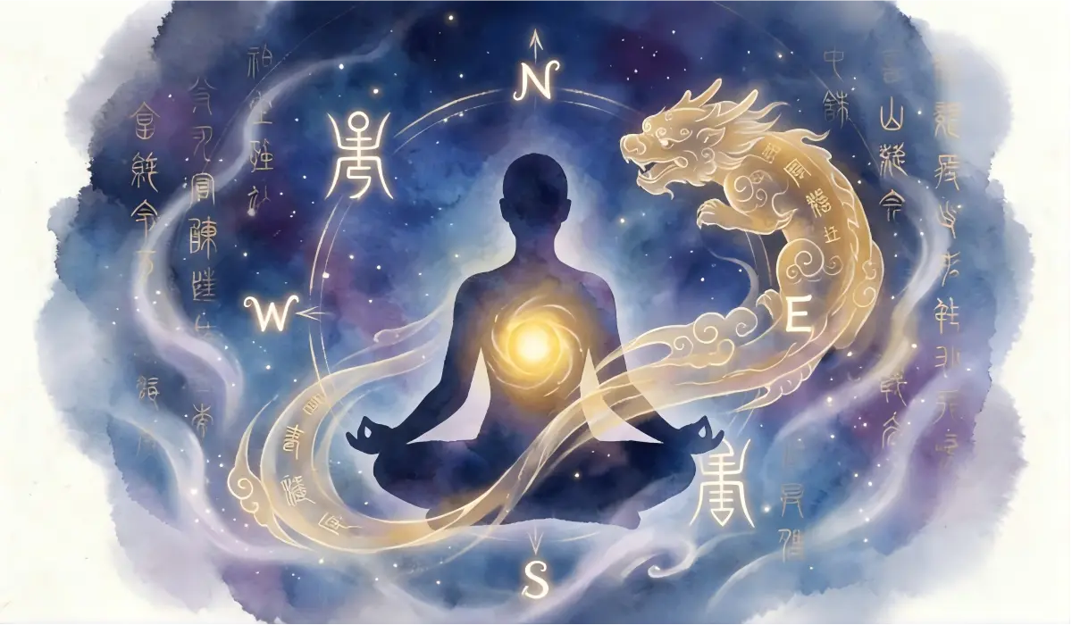 Spiritual illustration of Pi Yao energy synergy with the Solar Plexus Chakra