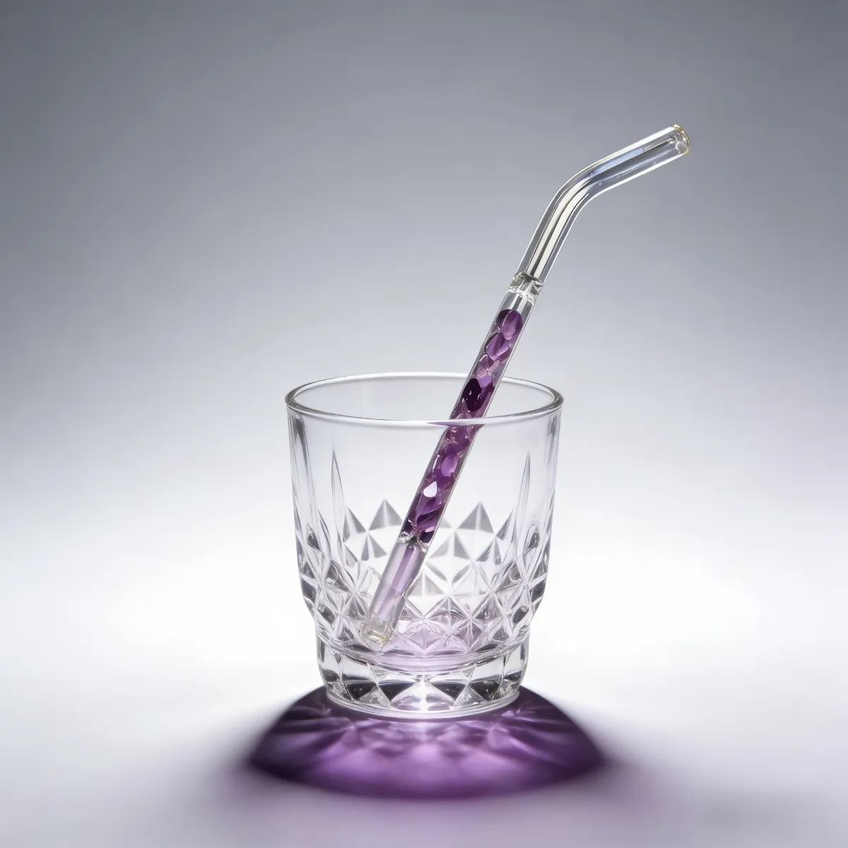 Reusable Amethyst Crystal Straw for Intuition & Calm