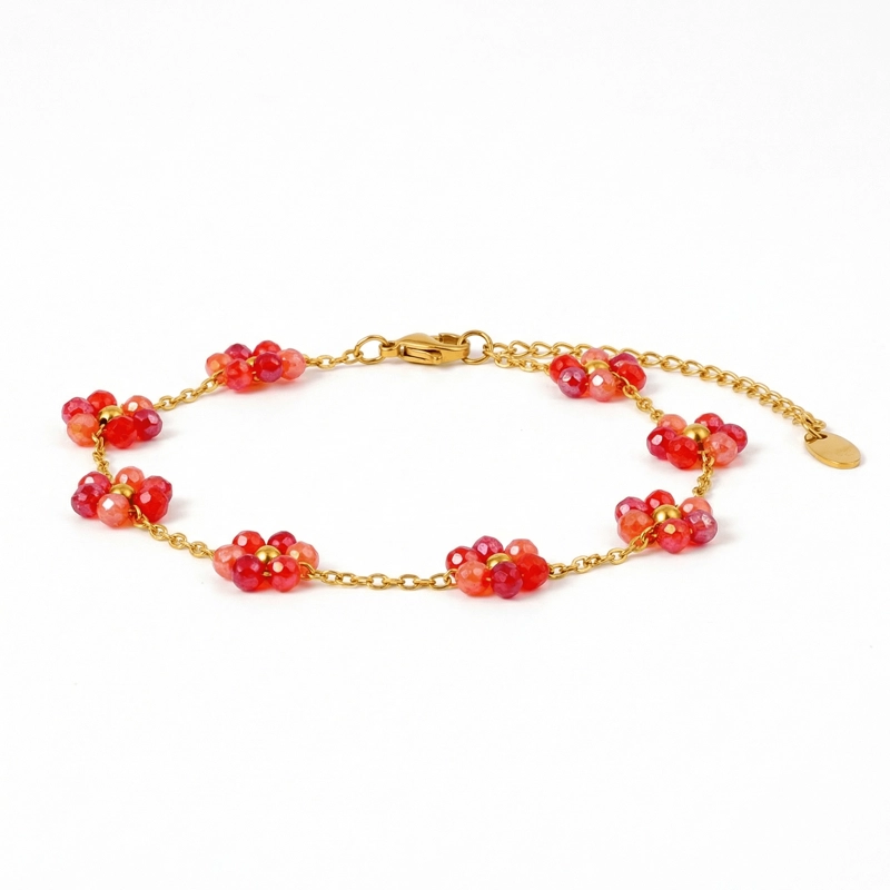 Red Titanium Steel & Glass Bead Bracelet – Bohemian Spirit & Exquisite Grace