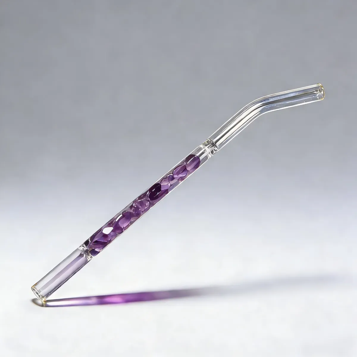 Reusable Amethyst Crystal Straw for Intuition & Calm