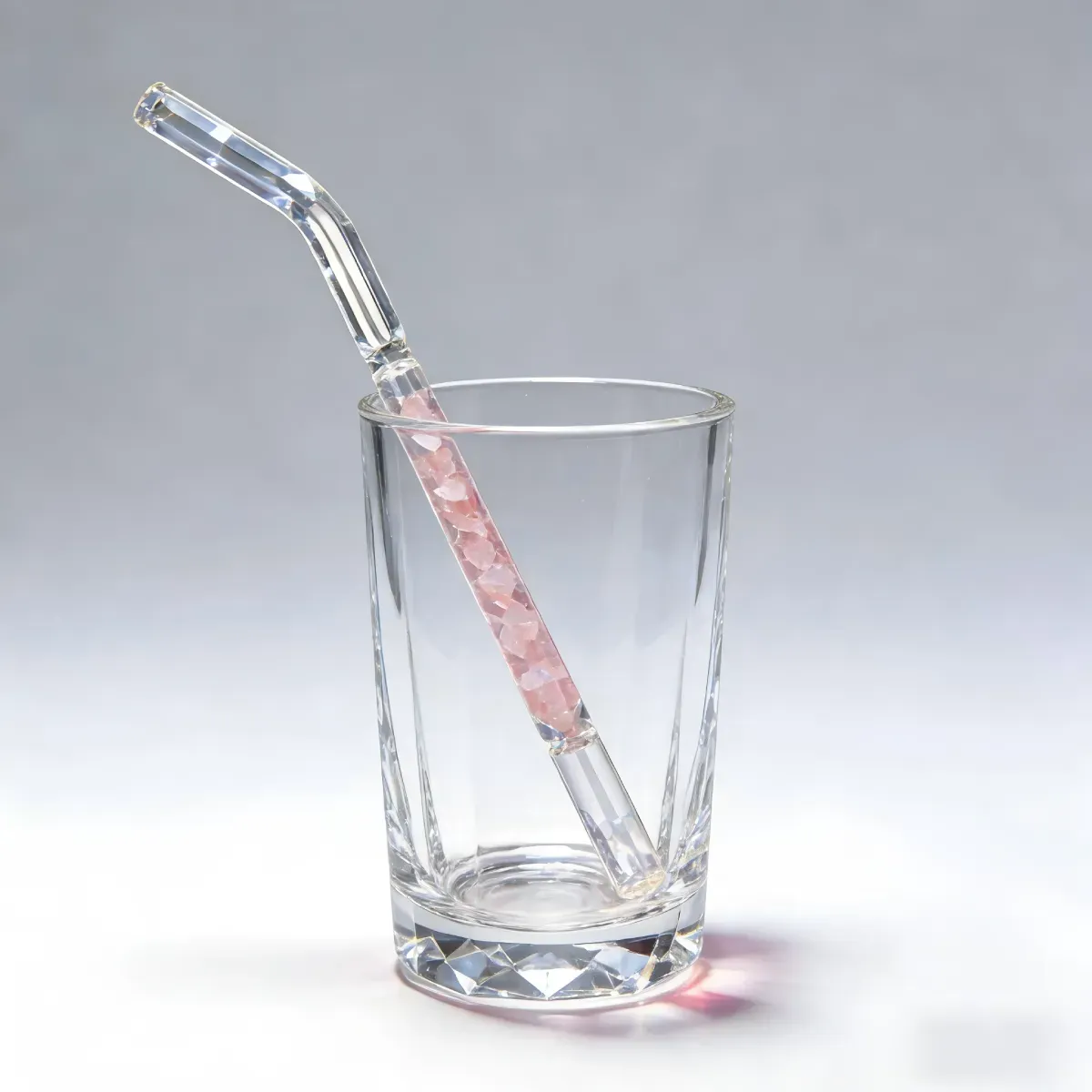 Reusable Rose Quartz Crystal Straw for Love & Self-Care