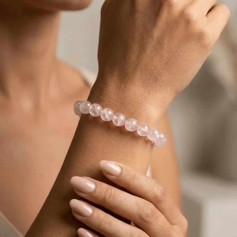 Rose Quartz Beaded Bracelet – Love, Emotional Harmony & Inner Peace