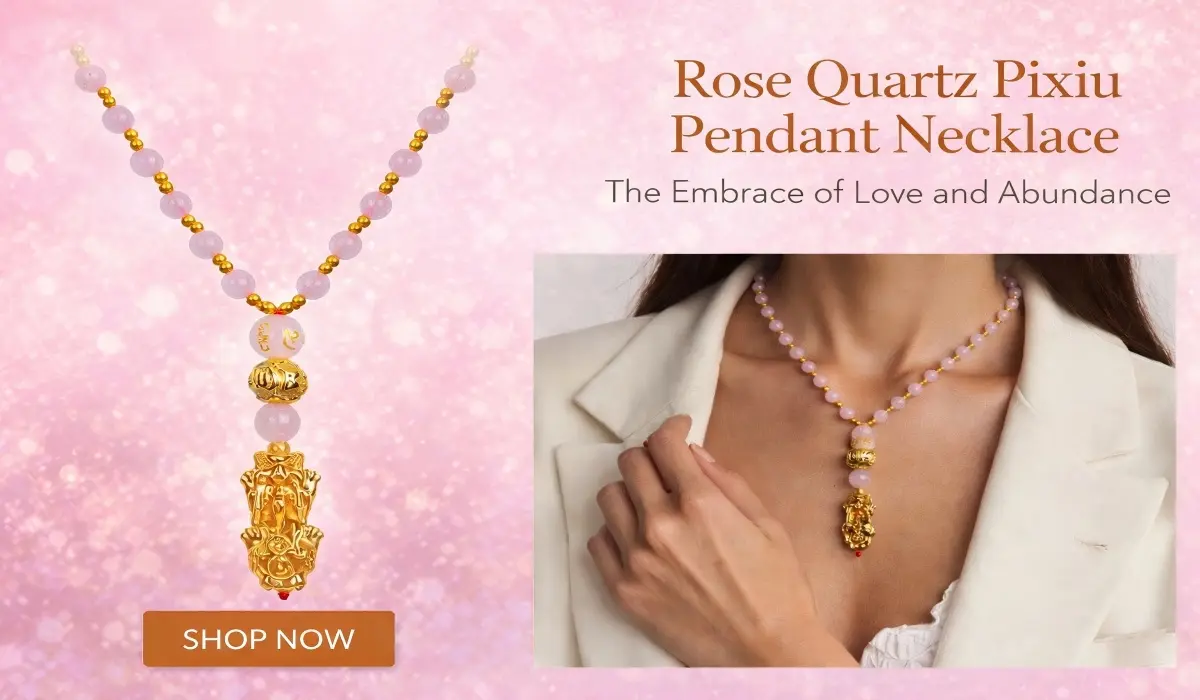 Rose Quartz Pixiu Pendant Necklace - The Embrace of Love and Abundance