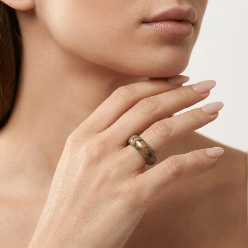 Unakite Natural Unakite Ring for Balance, Harmony & Emotional Healing