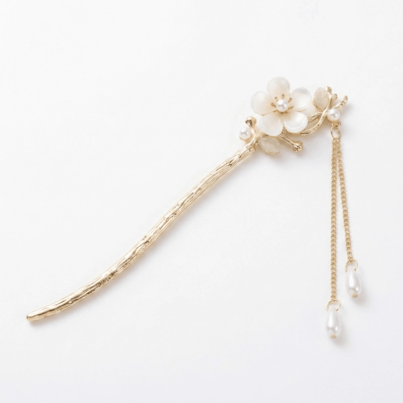 Magnolia Tassel Metal Hairpin for Vintage Elegance & Timeless Grace
