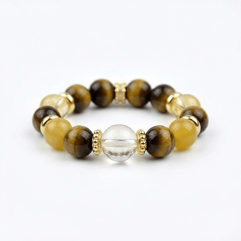 Ring Tiger's Eye & Citrine Ring for Wealth Attraction & Spiritual Protection