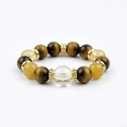 Ring Tiger's Eye & Citrine Ring for Wealth Attraction & Spiritual Protection