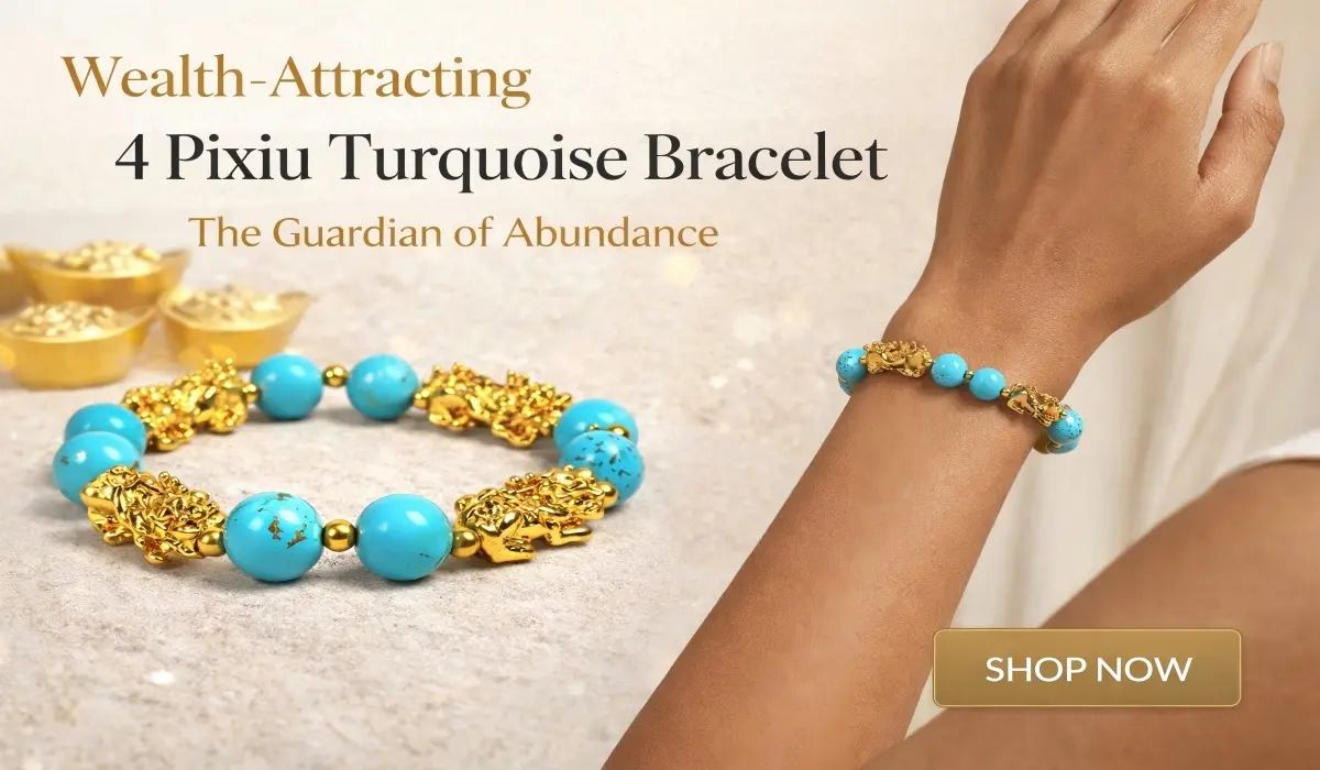 Wealth-Attracting 4 Pixiu Turquoise Bracelet - The Guardian of Abundance