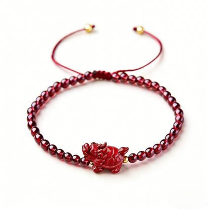  Wealth-Attracting Dragon Turtle Cinnabar Garnet Bracelet - The Guardian of Steady Prosperity