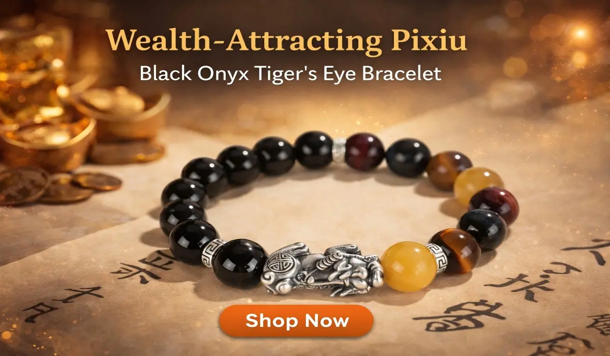 Wealth-Attracting Pixiu Black Onyx Tiger's Eye Bracelet - The Fortress of Fortune and Courage