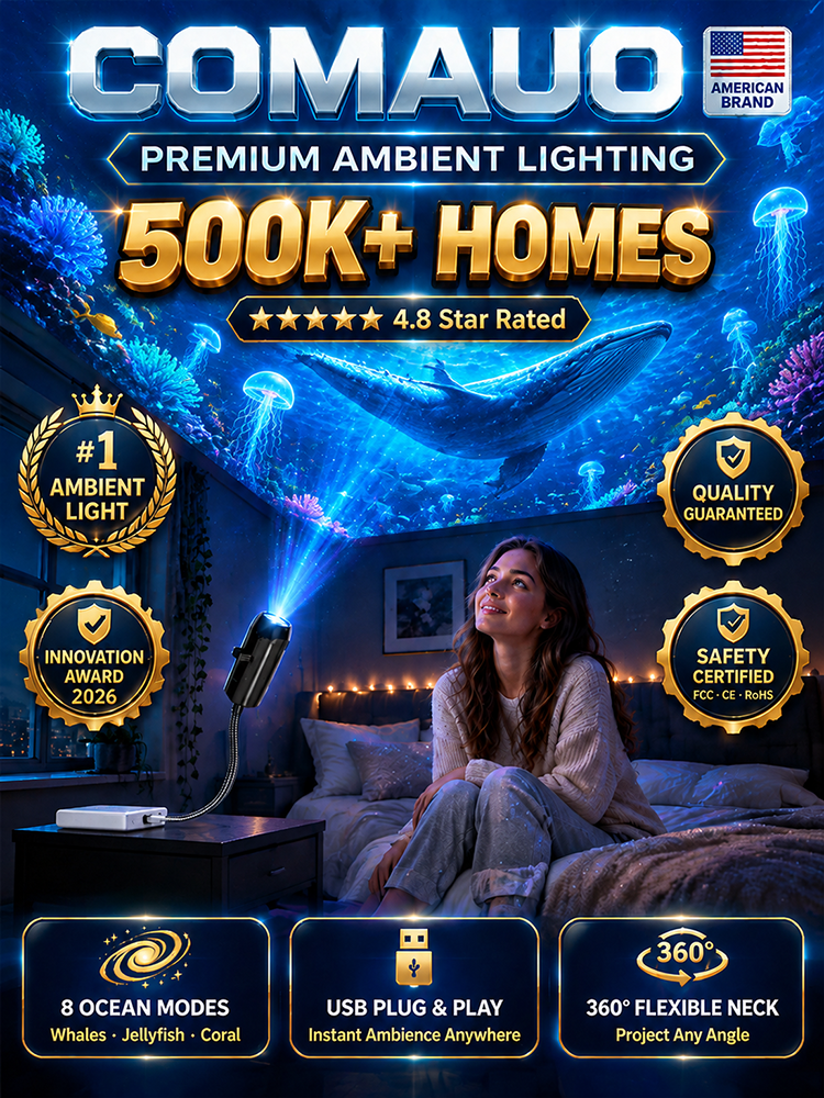 Comauo™  Ocean & Galaxy Projector: Ultra-HD Sphere Tech, Turns Your Room & Car Into an Aquarium in 1s.