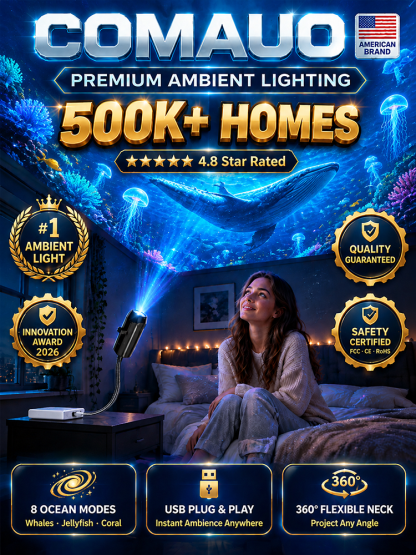 Comauo™  Ocean & Galaxy Projector: Ultra-HD Sphere Tech, Turns Your Room & Car Into an Aquarium in 1s.