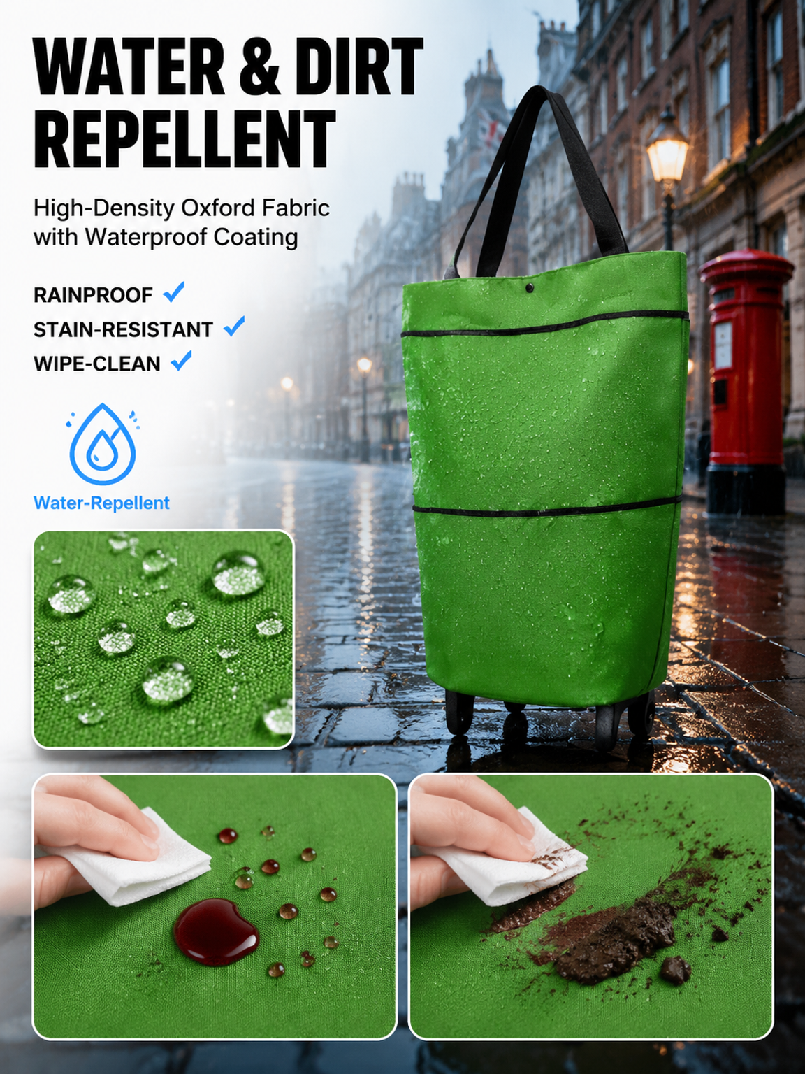 Foldable Rolling Shopping Bag | Max Capacity & Effortless Gliding—Save Your Back!