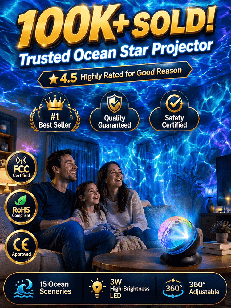 Topacme™ Deep Sea & Star Hologram Projector | Large-sphere projection & 4K immersive visuals. Instantly soothe your night!