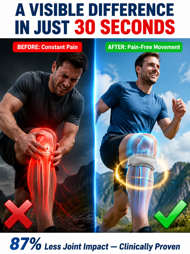 【Knee Joint Protection】Patella Knee Strap: Targeted bionic relief, instantly cuts knee impact by 87%!